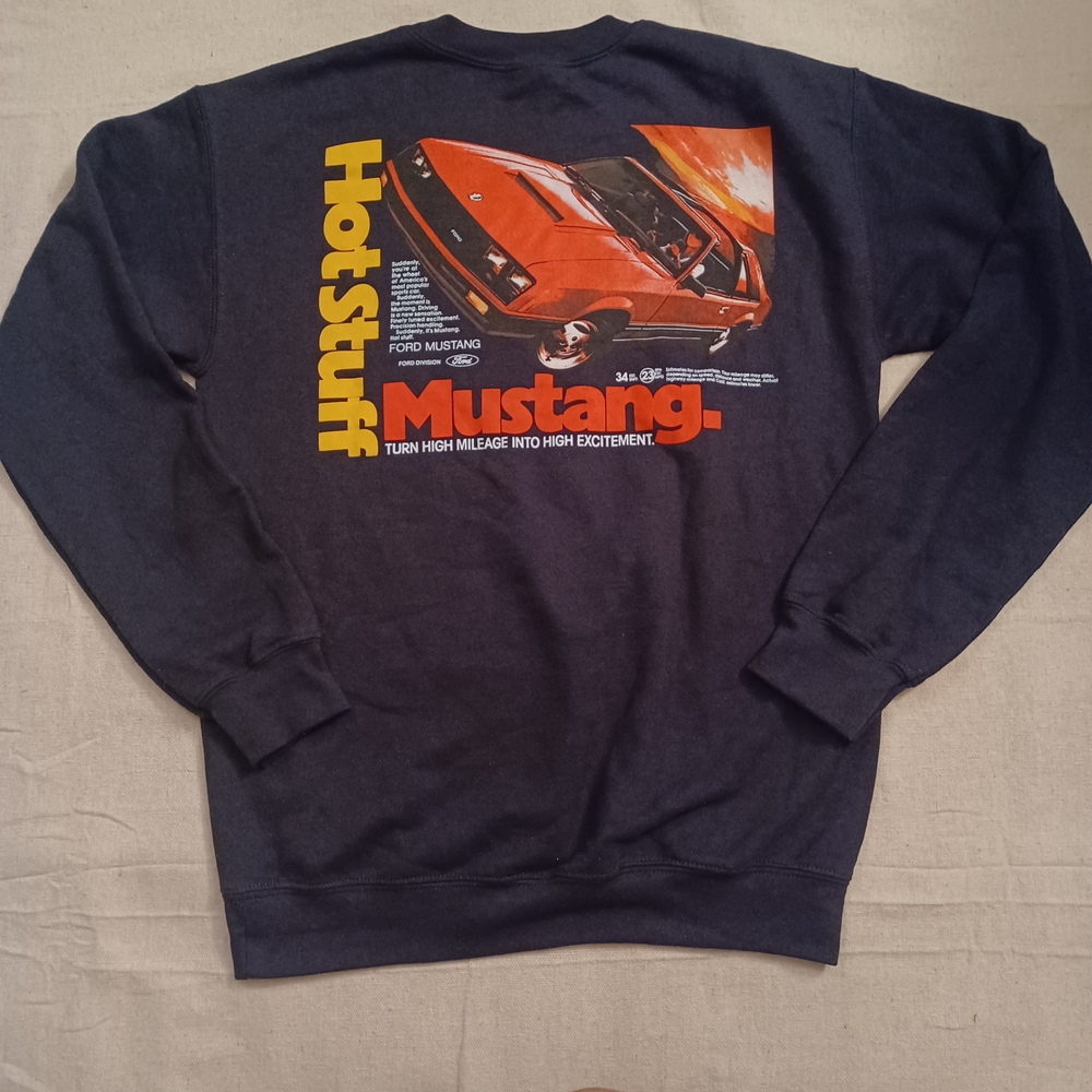 Ford Black Crewneck Sweater with Mustang Graphic On Back Unisex Size Small